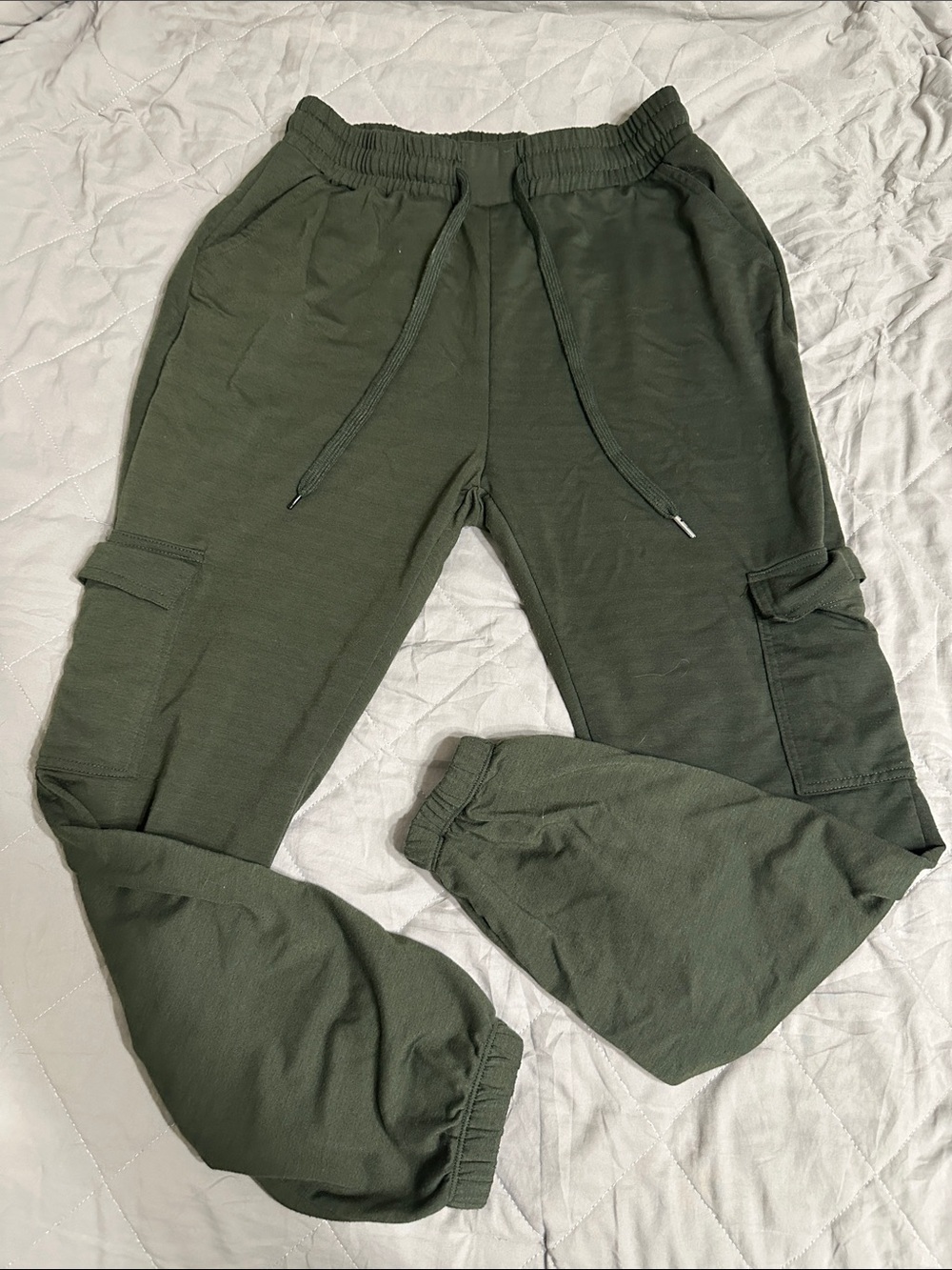 Women’s Olive Green Cargo Jogger Pants - Drawstring Waist size large